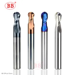 BB Ball Nase End Mill Tungsten Carbidschneider CNC Router Bit Milling -Werkzeug R0.5 6 mm 8 mm 10 mm HRC45 55 65 2 Flöte