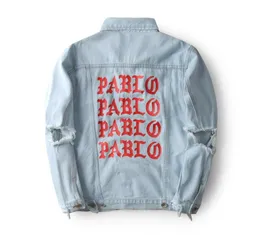 Men039s Kurtki West Pablo Denim Men Hip Hop Tour Brand Ubranie streetwear dżinsy kurtki 19512043