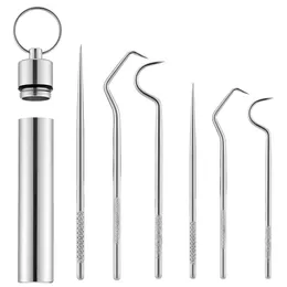 Hot Steel Toothpick Set Metal Oral Cleaning Tooth Flossing Portable Floss Teeth Cleaner with Storage Tube Home Supplies