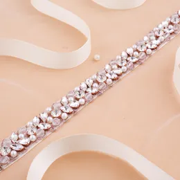 NZUK Rose Gold Diamond Wedding Belt Rhinestones Bridal Sash Crystal Pearls Bridesmaid Belts For Wedding Gown