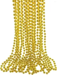 Party Decoration 33" 7mm Metallic Gold Beaded Necklaces Bulk Mardi Gras Beads Costume Necklace For (Gold 12 Pack)