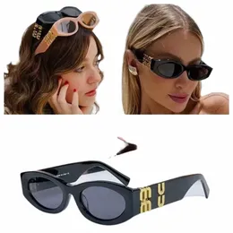 Mui Mui Sunglasses Fi Glasses Oval Frame Designer Sunglass Womens Anti-Radiati UV400 عدسات مستقطبة للنظارات