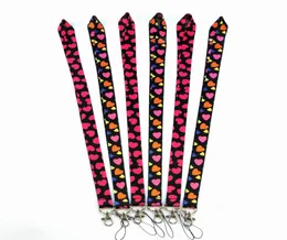 20pcs amo cordão de coração para cartões de identificação de chaveiro de ida ginástica de ginástica celular portador de distintivo USB Key Ring Neck Straps Acessórios2267657