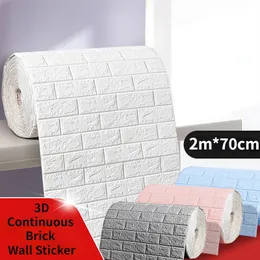 1M 3D Faux Brick Wall Stickers Diy Disporative Telfive Dostive Paperprape Wallpaper غرفة نوم غرفة نوم المطبخ الديكور المنزل