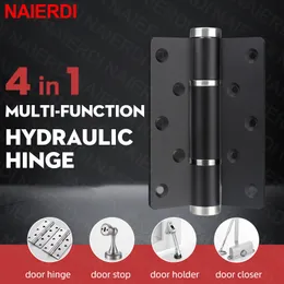 NAIERDI 2 Pieces Soft Closing Door Hinge Automatic 90° Positioning Hydraulic Door Closer 5 Inch Adjustable Door Closer Hardware
