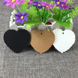 Party Decoration 600st/Lot 6x6.5cm 3 Colors Wave Heart Kraft Paper Gift Hang Taggar Bokmärke Wedding Christmas Scallop Label Blank Bagage