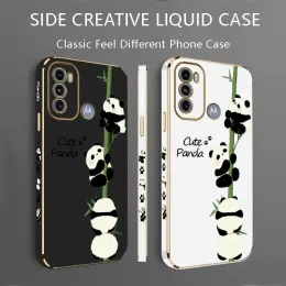 Climb Panda Plate Plating Phone Case for Motorola Moto G60 G53 G52 G50 G42 G20 G22 G22 G52 E20 G9 Cover