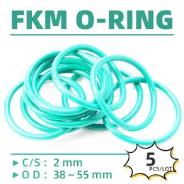 5PCS/ロットラバーFKM CS 2 mm OD 38/39/40/41/42/43/44/45/46/47/48/49/50/51/52/53/54/55 mm Oリングガスケット油抵抗性防水