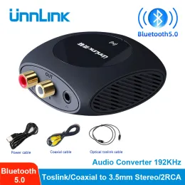الموصلات Unnlink 192 كيلو هرتز DAC الرقمية إلى محول الصوت التناظرية Bluetooth 5.0 Decoder SPDIF TOSLINK COAXIAL إلى التناظرية 3.5 مم 2RCA للتلفزيون