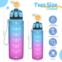 500/1000 мл BPA бесплатно пластиковая спортивная бутылка вода на открытом воздухе.