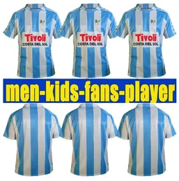 2024 2025 CAMISETA MALAGA CF 축구 저지 120 Aniversario Kids Kit 리메이크 레트로 23/24 홈 어웨이 풋볼 셔츠 남자 Bustinza M. Juande Ramon Febas Alex Gallar Sol Munoz