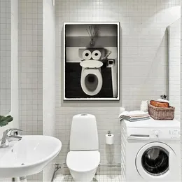 Roligt toalettpapper badrum nordiskt abstrakt grod affischer tryck canvas målar väggkonst bilder för tvättstuga wc bad heminredning