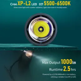 XTAR DS1 DS1 Flasona da immersione da 100 m impermeabile 1000 lumen lumens torcia luminosa lampada da pesca a lancia lanterna a LED XP-L2