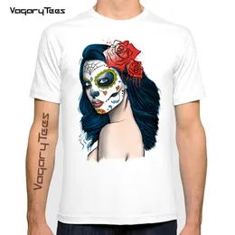 Dzień martwego La Calavera Sugar Skull Zabawne koszulki Mężczyźni Summer New White Casual Sweet Kawaii Mexico Arts T Shirt