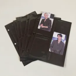 A5 3 Ring Binder Schwarze Seiten nachfüllen 4 Taschenhülsen doppelseitig Kpop Photocards Album Trading Cards Toploader -Ärmel Polaroid