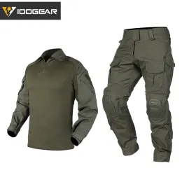 Pants IDOGEAR Tactical Paintball G3 Combat Suit Shirt Pants Knee Pads Update Ver Camo Airsoft Military Uniform 3004