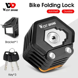 West Cykling Bike Alloy Steel Chain Lock Strong Security Antitheft Mount Bracket Hamburglock Accessories Folding 240401