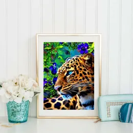Kit di pittura di diamanti Huacan Leopard Leopard Full/rotonda ricamo a mosaico animale a croce decorazione per la casa