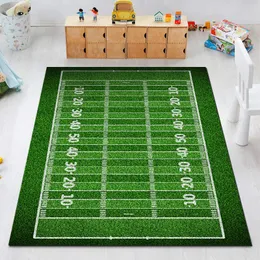 Fotbollsplan 3D -tryck golvmatta för vardagsrum fotbollssportmattor heminredning matta för barn rum lekplats mattor