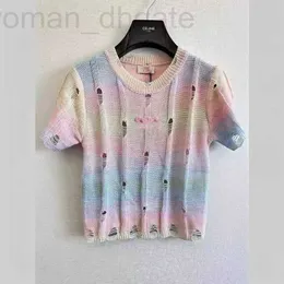 Magliette da donna maglieria di fascia alta abbigliamento da donna nuovo colore a maniche corta a maniche corta romantica, classica, elegante, temperamento alla moda, riducendo l'età 2RXF