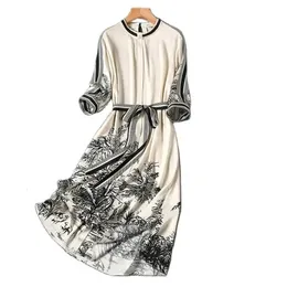 Impressão bege vintage Aline Oneck renda com manga curta vestido feminino vestido de moda coreana para mulheres primavera 240401