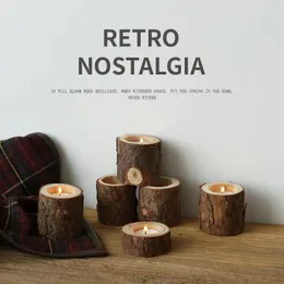 Candle Holders No Candles Wood Original Retro Nostalgic Stump Candlestick Po Props For Friends Gifts Can Be Wholesale