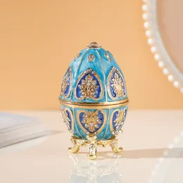 Vintage Blue Faberge Egg Trinket the lunch box - Hand