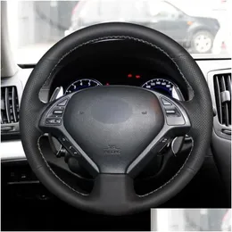 O volante do volante é o couro genuíno preto para Infiniti G G25 G35 G37 EX EX35 EX37 Q Q40 Q60 QX50 ACESSÓRIOS DE CAR