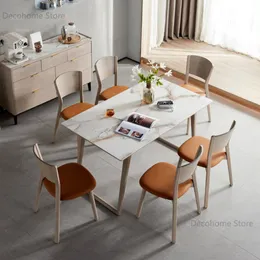 Luxury Home Dining Room Solid Wood Home Dining Tables Simple Small Apartment Slate Dining Table and Chair Set Furniture