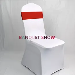 20pcs غلاف كرسي سبانديكس الأبيض مع 20 مجموعة Lycra Chair Band Sash for Wedding Event Hotel Decoration