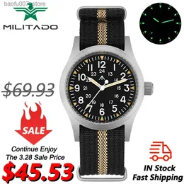 Armbandsur Militado ML05 Militär VH31 Quartz Dome Sapphire Crystal Wrist High Transparent AR -beläggning 38mm Vintage ES