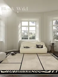 Carpete bege listrado minimalista Confortável sala de estar grande sala de estar tapetes decorativos tapetes de quarto macio tapetes de varanda
