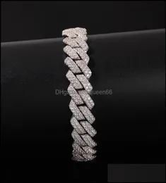 Chain Hip Hop Adicionar zirconia cúbica Bling ipued Out Gold Sier Lock Open Lock Reisless Cuban Miami Link Bracelet for Men Rapper Jewlery 364 1905590