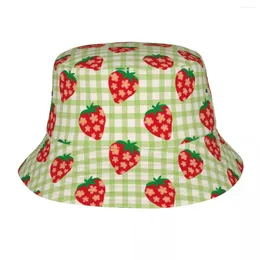 Berets Spring Strawberry Daisy Flower Busket kapelusz dla kobiet