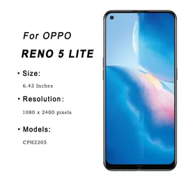 6.43 '' Ny LCD för Oppo Reno5 Lite CPH2205 Pekskärm Display TFT OLED för Oppo Reno 5 Lite Display Digitizer Assembly Tested