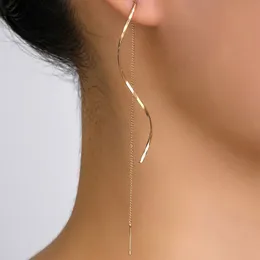 Trend S925 Silbernadel Lange Ohrringe Draht Quaste Kettenkette Tropfen Ohrring für Frauen Ohrlinie Straight Hanging Ohres Schmuckgeschenke