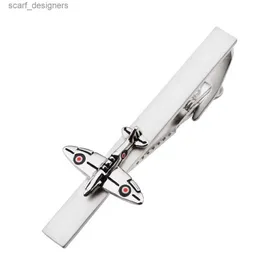 Krawattenclips 2,2 -Zoll -Flugzeug -Krawattenclip für Männer klassische Neuheit Tie Bar Spitfire Fighter Design Krawatte Pin Clip Herren Krawatte Business Accessoires Y240411