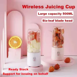 Werkzeuge 500 ml tragbarer Mixer 6 Blades USB wiederaufladbare frische Fruchtsaftmixer Elektrische Schüttung Cup Netter Mixer Smoothie Ice Crush Tasse