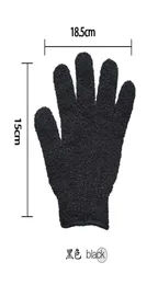Färg Black Peeling Glove Scrubber Five Fingers Exfoliating Tan Borttagning Bath Mitts Paddy Soft Fiber Massage Bath Glove Cleaner3104955