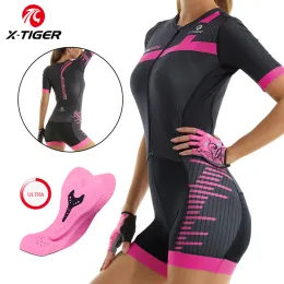 Dresses XTIGER Women Cycling Jersey Sets Summer Triathlon Short Sleeve Sexy Tights Bicycle Jumpsuit Maillot Ropa Ciclismo Bike Clothing