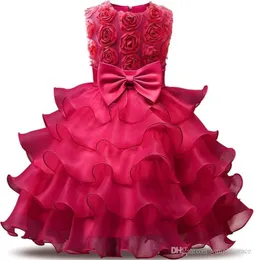 Girl039s Rose Dress for Wedding Baby 012 anni Outfit di compleanno Children039s Girls Flower Abites Girl Kids Party Prom Ball8731885