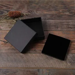 Ювелирные коробки, недавно выпущенные 12 черных крафт -бумажных коробок с сокровищницами, браслеты кольца рождественские подарки коробки для хранения шка