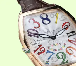 Nowe szalone godziny 8880 CH 5ne Color Dreams Automatyczne białe tarcze męskie zegarek Rose Gold Cage Skórzowe paski