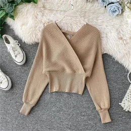 Woman New Style Suit Jacket Knitted Sweater Female V-Neck Bottoming Tops Ladies Solid Long Sleeve Knit s G110