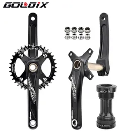 Goldix Bicycle Crank Foarnring 104bcd MTB Bike Gark Leghe in alluminio con pedalare inferiore da 170 mm Nero 32t 34T 34T 38T Piastra