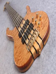 Rare Ken Smith 6 Strings Natural Quilted Maple Top Electric Bass Guitar Pickups 9V Battery Box 5 Ply Wengebubinga Sandwic2132796