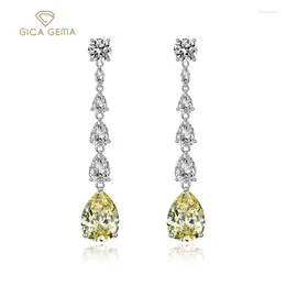 Dangle Earrings Gica Gema Luxury 925 Sterling Silver Created Citrine Gemstone Drop Fine Fine Jewelry Wholesale