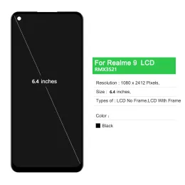 6.4 "Original LCD för OPPO Realme 9 RMX3521 LCD Display Touch Screen Digiziter för RealMe 9 4G LCD Display Assembly Replacement