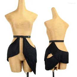 Abbigliamento da palcoscenico Latino Dance Belt Women Balck Tassel Calza Ornamento Elastico Elastico Rumba Samba Performance Accessori DNV15814