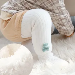 Pantolon çocuklar kış sıcak yalıtımlı taytlar için polar için polar desenli kız bebek erkek çocuklar pamuk külotlu çorap pantolon çorapları yeni